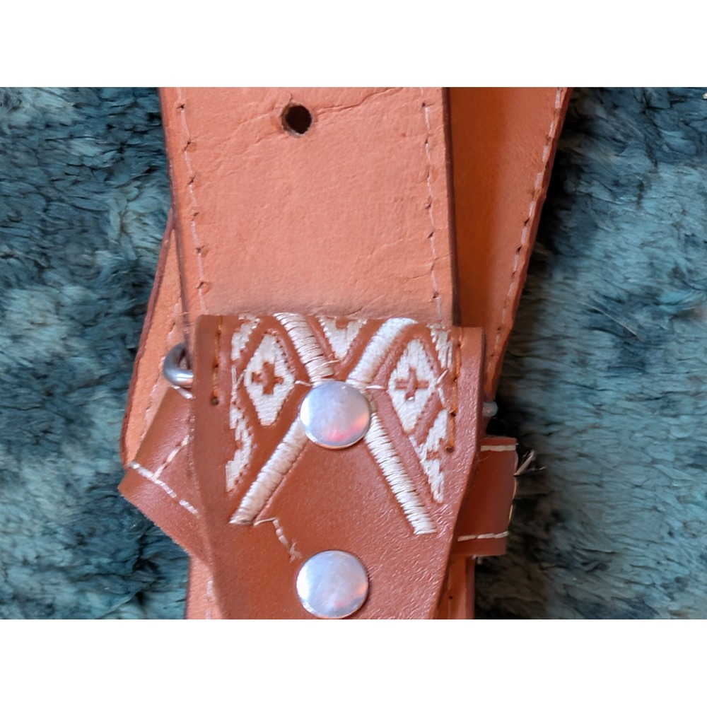 Authentic Mexican Leather Western Belt Size 40 Embroidered Horse Charro Vaquero - Picture 8 of 9